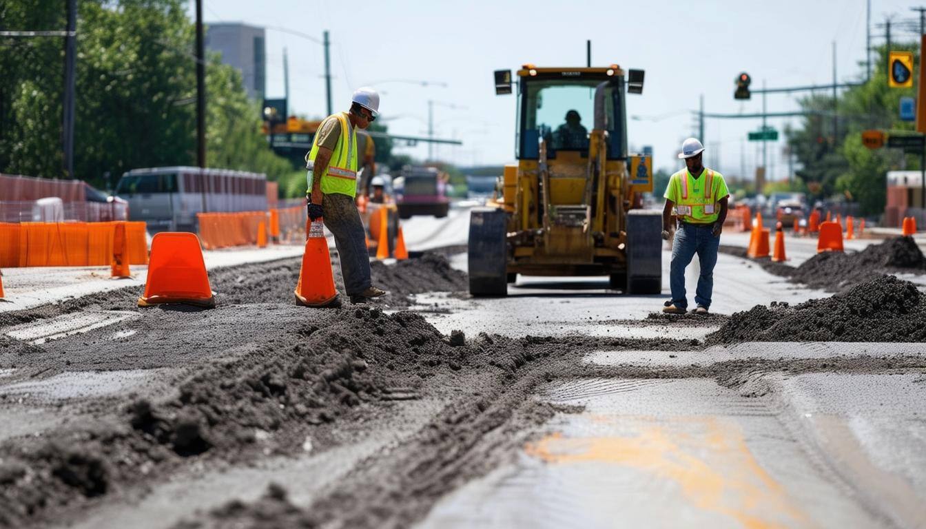 construction workers at city capital improving roads