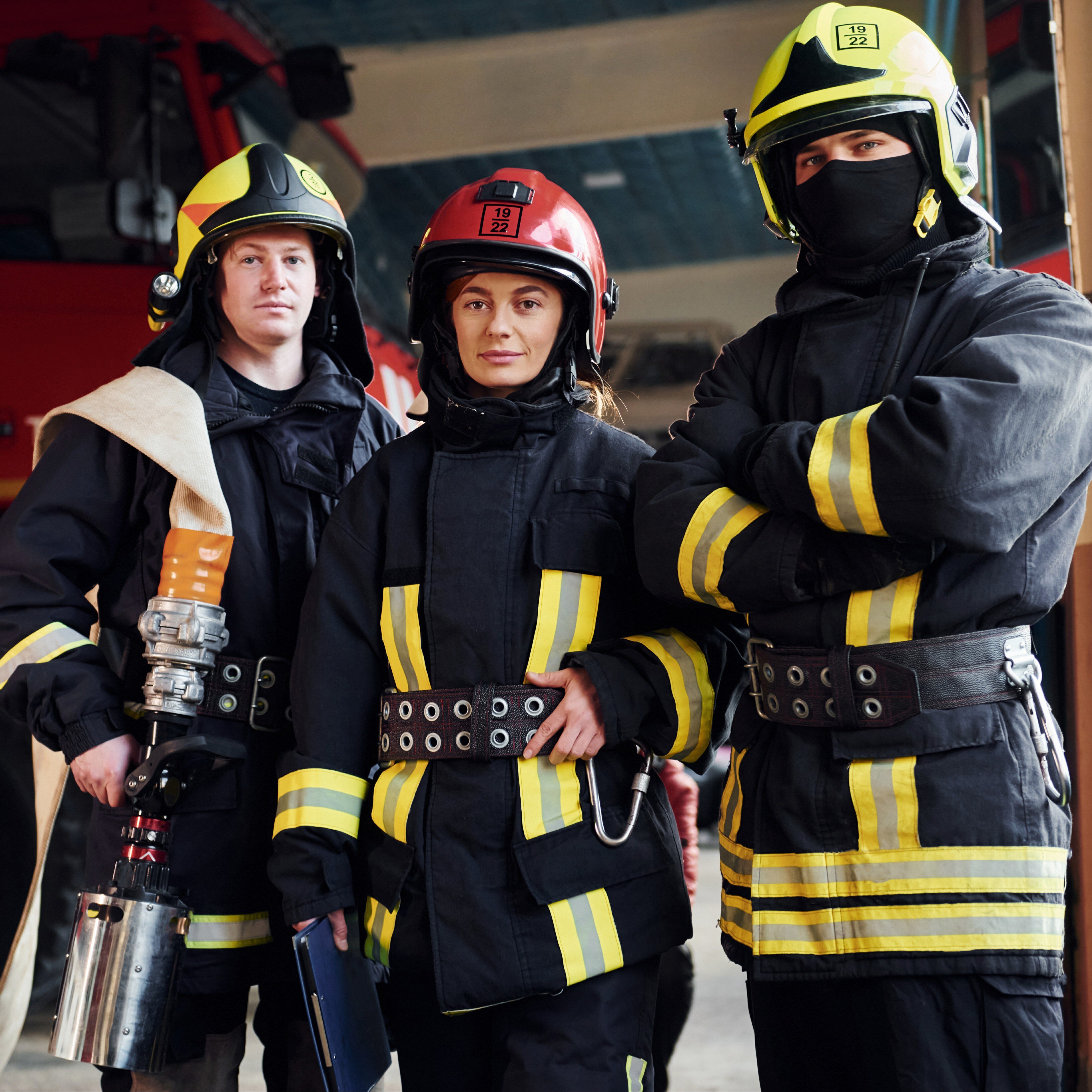 public - posing-for-a-camera-group-of-firefighters-in-prot-2023-11-27-05-24-18-utc